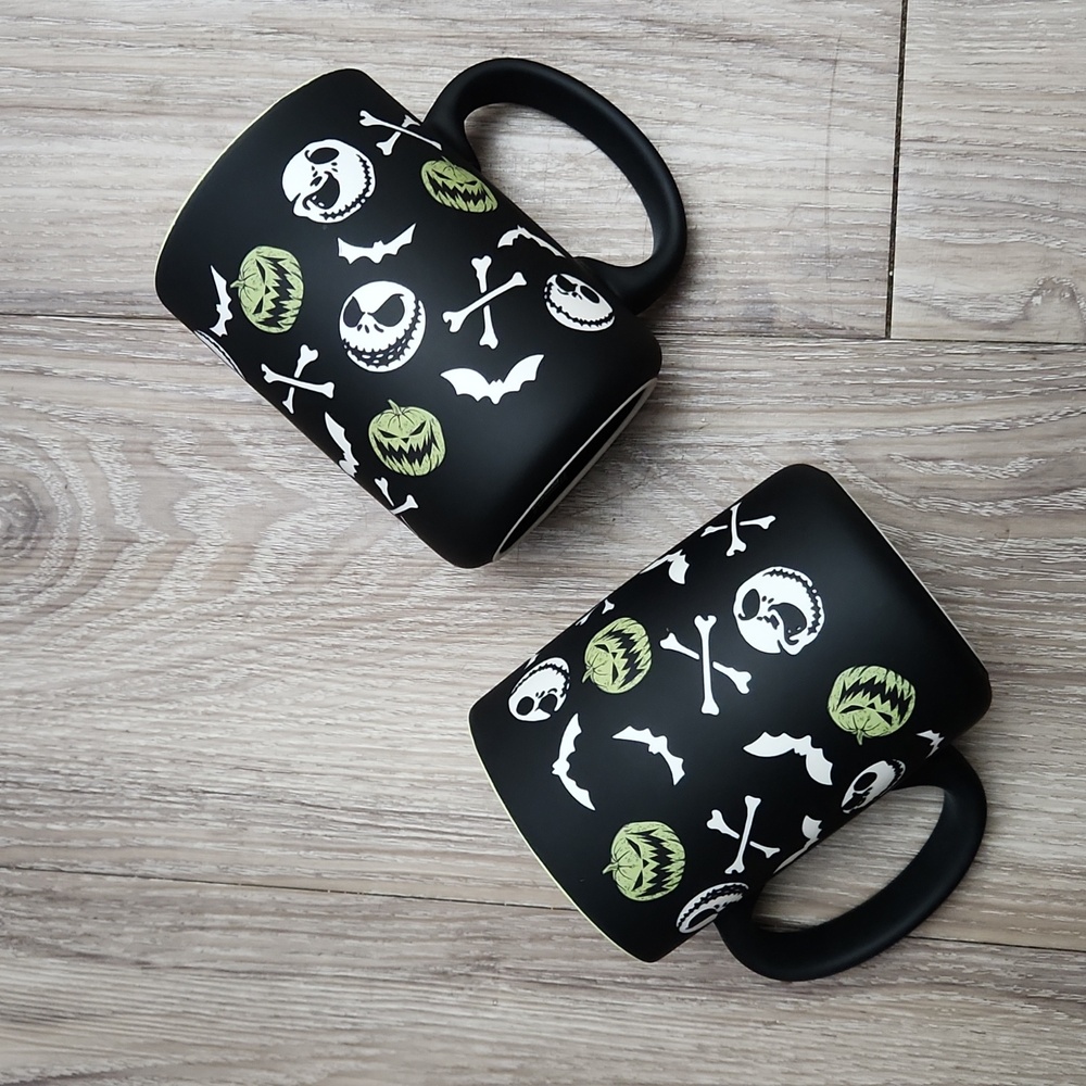 Disney The Nightmare Before Christmas Black Matte Coffee Cups Jack Bats Pumpkin